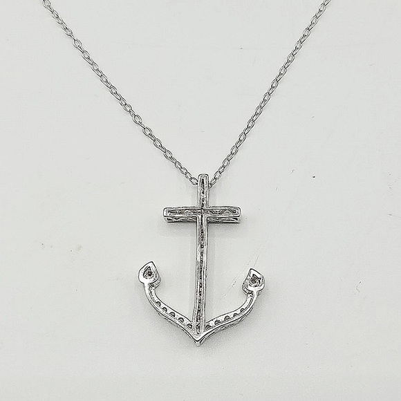 Bella Luce Sterling Silver Diamond Anchor Pendant Necklace - Picture 5 of 7